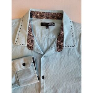 harve benard Shirt Mens XL‎ Blue Cotton Textured Button Up Shirt